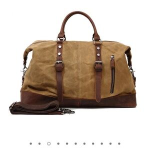 Brown Leather and Canvas Women’s Waxed Canvas Leather Bag Oversized weekender